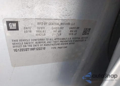 2017 Chevrolet Malibu 1Lt from USA, damaged, VIN 1G1ZE5ST1HF122218